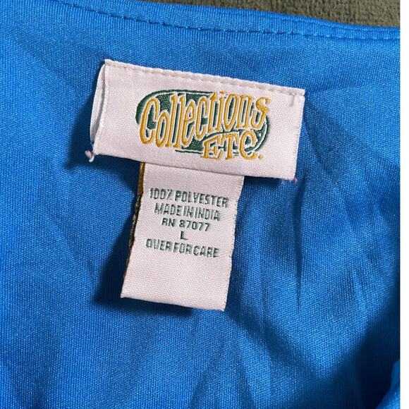 Collections Etc Full Length Robe Housecoat SZ Large Abstract Blue Green pattern - Picture 5 of 9